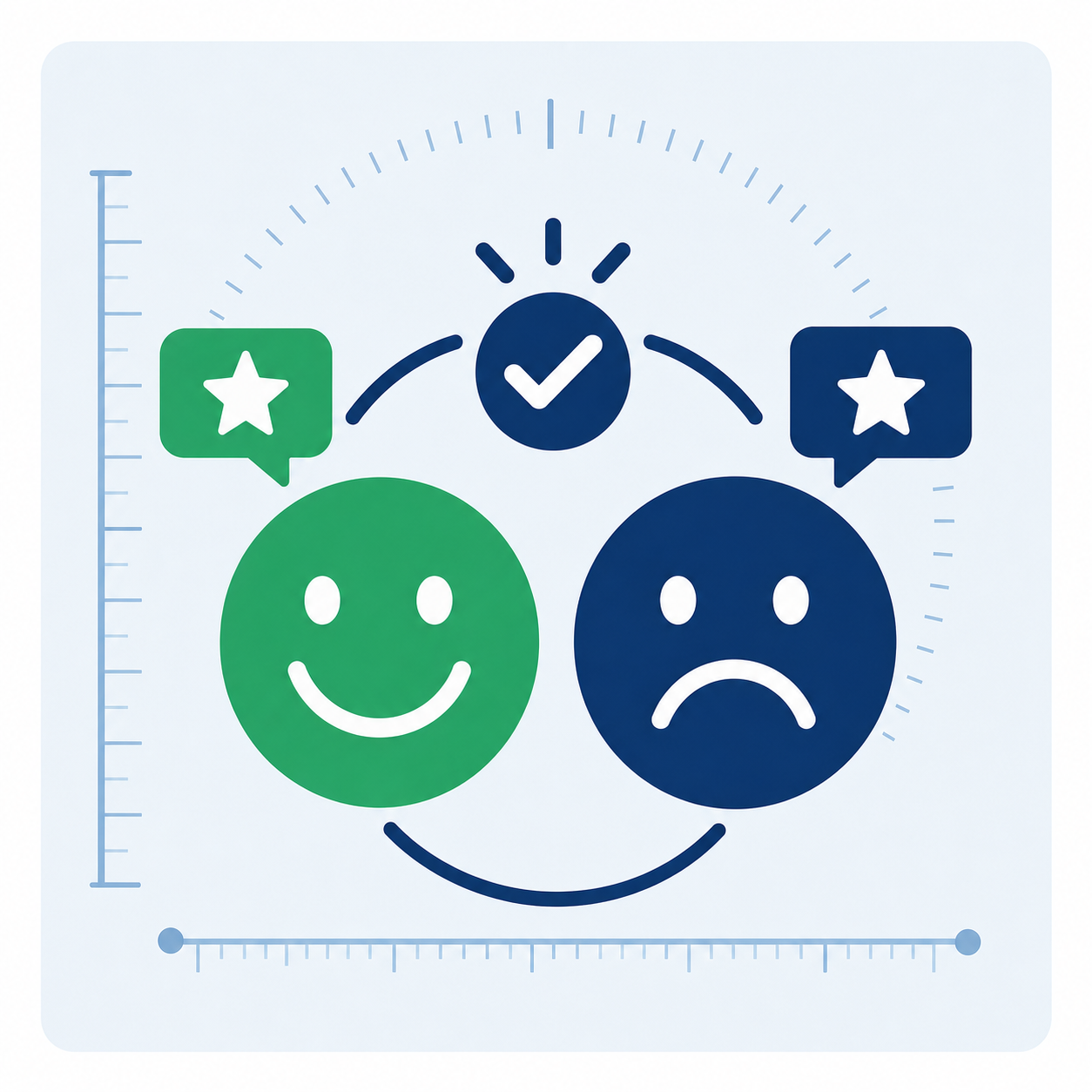 Customer Experience Faces with Measurement Symbols