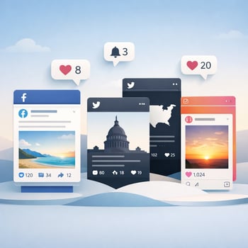 Digital Landscape with Social Media Elements and Notifications-4